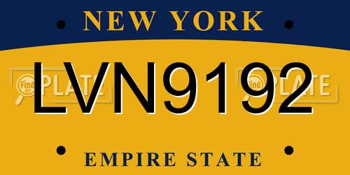 LVN9192 New York License Plate