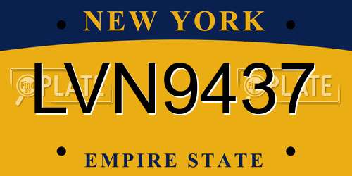 LVN9437 New York License Plate