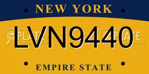 LVN9440 New York License Plate