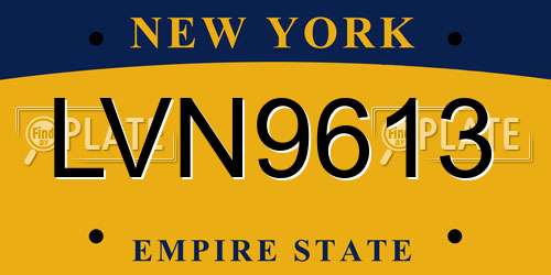 LVN9613 New York License Plate