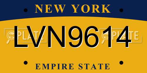 LVN9614 New York License Plate