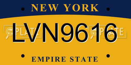 LVN9616 New York License Plate