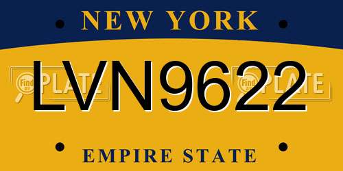 LVN9622 New York License Plate