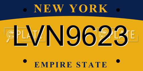 LVN9623 New York License Plate