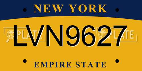 LVN9627 New York License Plate