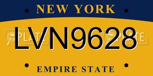 LVN9628 New York License Plate