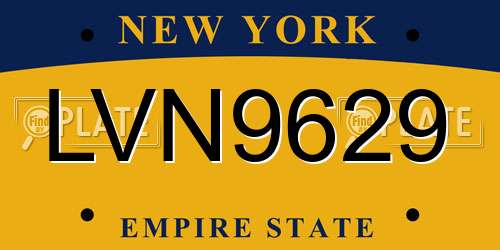 LVN9629 New York License Plate