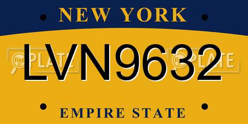 LVN9632 New York License Plate
