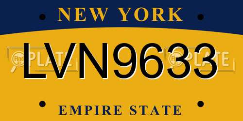 LVN9633 New York License Plate