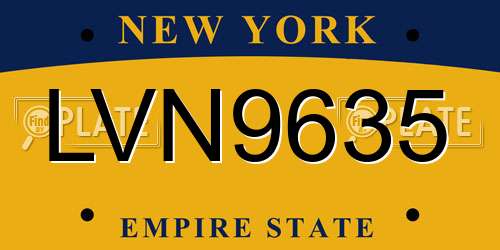 LVN9635 New York License Plate