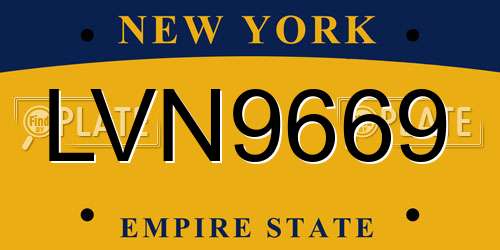 LVN9669 New York License Plate