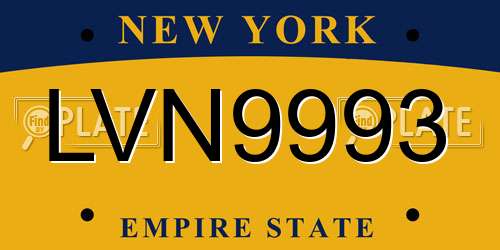 LVN9993 New York License Plate