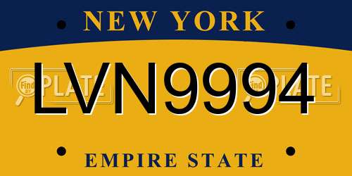 LVN9994 New York License Plate