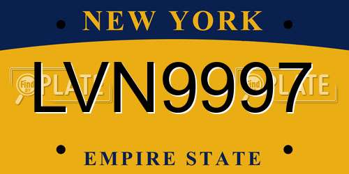 LVN9997 New York License Plate