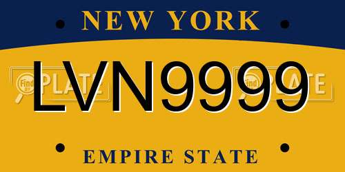 LVN9999 New York License Plate