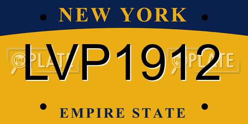 LVP1912 New York License Plate
