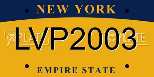 LVP2003 New York License Plate