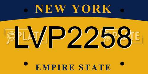 LVP2258 New York License Plate