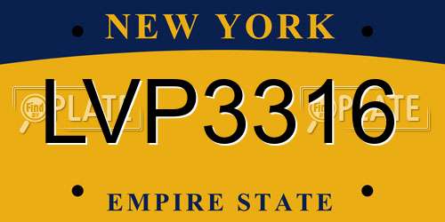 LVP3316 New York License Plate