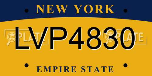 LVP4830 New York License Plate