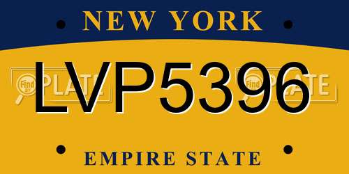 LVP5396 New York License Plate