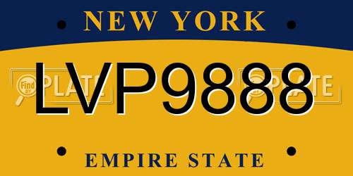 LVP9888 New York License Plate