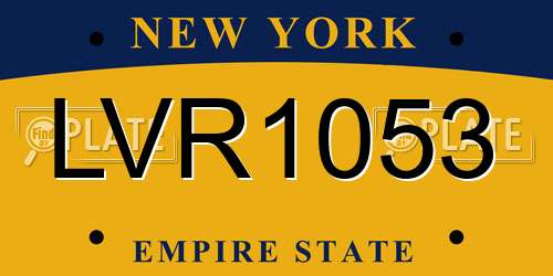 LVR1053 New York License Plate