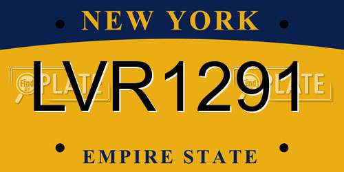 LVR1291 New York License Plate