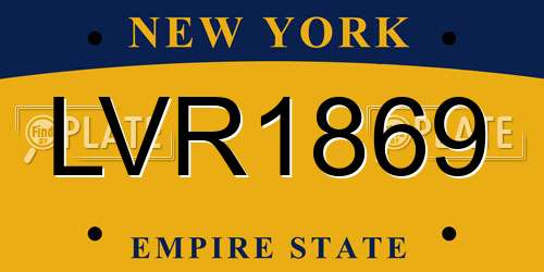 LVR1869 New York License Plate