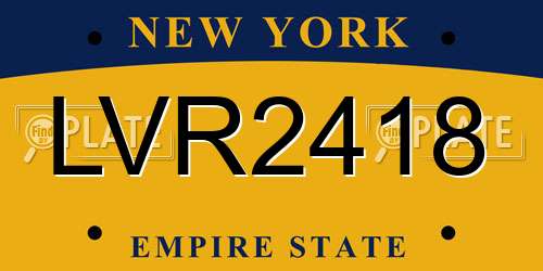 LVR2418 New York License Plate