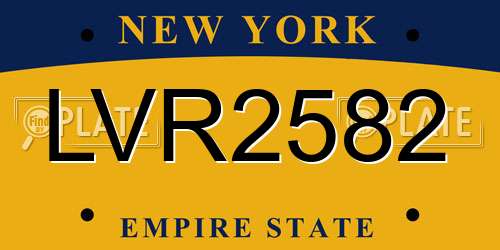 LVR2582 New York License Plate