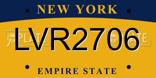 LVR2706 New York License Plate