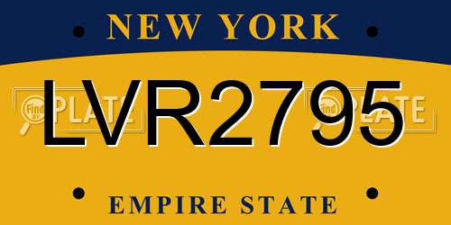 LVR2795 New York License Plate