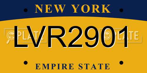 LVR2901 New York License Plate
