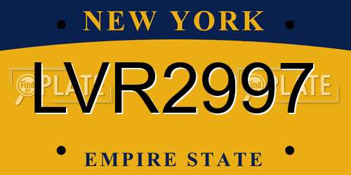 LVR2997 New York License Plate