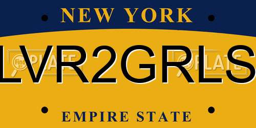 LVR2GRLS New York License Plate