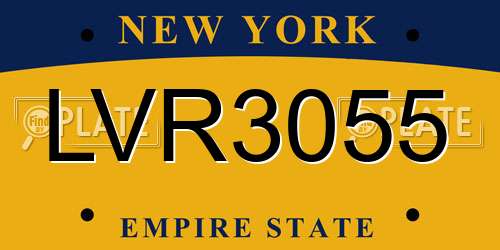 LVR3055 New York License Plate