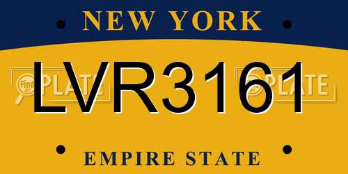 LVR3161 New York License Plate