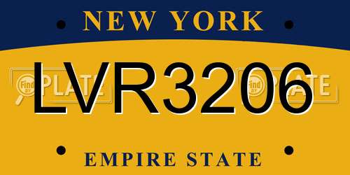 LVR3206 New York License Plate