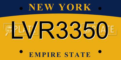 LVR3350 New York License Plate