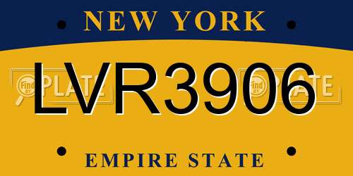 LVR3906 New York License Plate