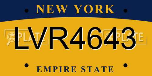 LVR4643 New York License Plate