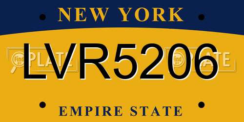 LVR5206 New York License Plate