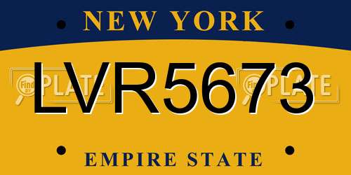 LVR5673 New York License Plate