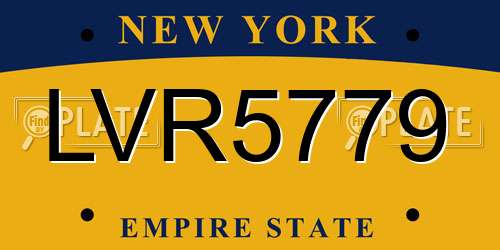 LVR5779 New York License Plate