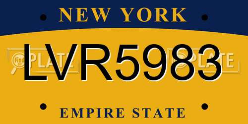 LVR5983 New York License Plate