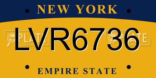 LVR6736 New York License Plate