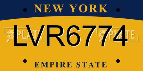 LVR6774 New York License Plate
