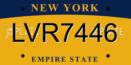 LVR7446 New York License Plate