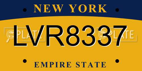 LVR8337 New York License Plate